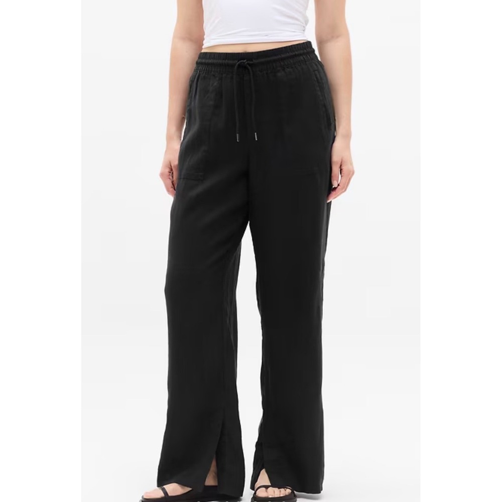 Athleta Retreat Linen Ankle Pant L Tall Black NWT